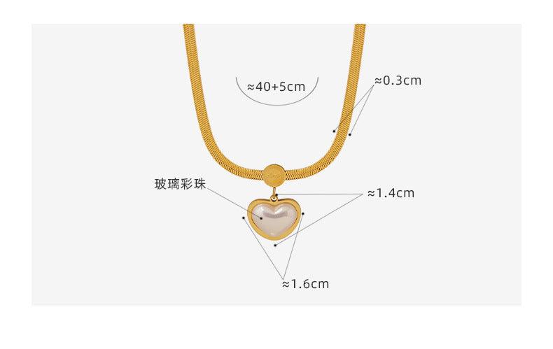 B廠-法式心形彩珠刀片鏈項鍊溫婉甜心氣質名媛首飾博主同款個性時尚款「P1408」23.02-1 - 安蘋飾品批發