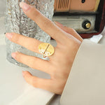 B廠-幾何型獨特別緻設計橢圓開口可調節戒指韓系復古中性風個性手飾品「A434」23.01-1 - 安蘋飾品批發