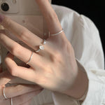 C廠-蛋白石紋理戒指女ins風開口高級感手飾品氣質925純銀切面指環「JZ-0211A」23.03-2 - 安蘋飾品批發