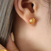 B廠-歐美ins風新款個性壓紋圓盾耳釘小眾設計鈦鋼鍍18K金時髦耳釘「F784」23.04-3 - 安蘋飾品批發
